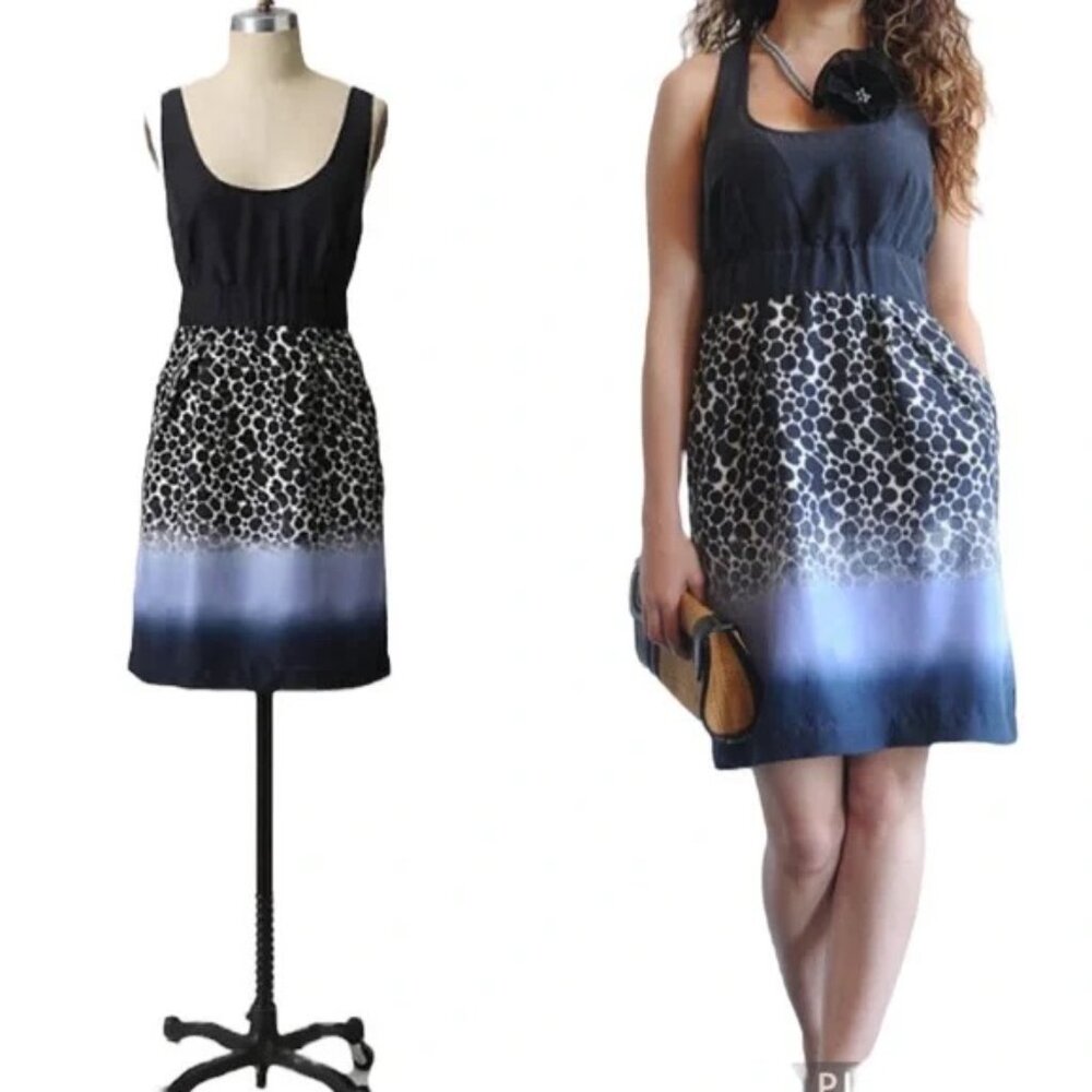 Maeve Anthropologie Silk Spotted Ombré Colorblock Dress